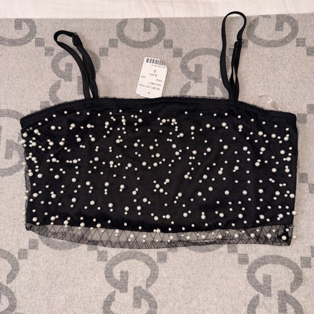 NWT Hot & Delicious Black Beaded Crop Top